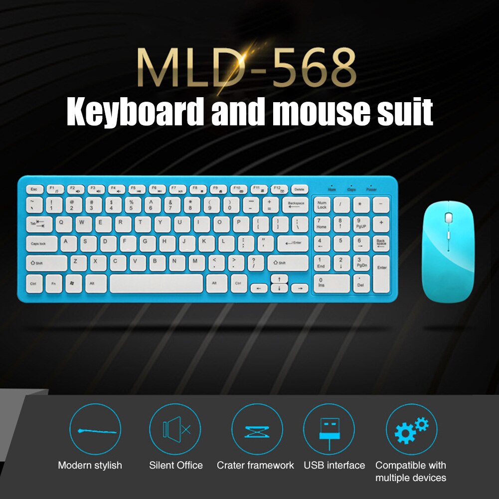 1 Set Wireless Keyboard Mouse Combo Ultra Thin Full Size Keyboard and Mouse set For Computer Laptop PC Office