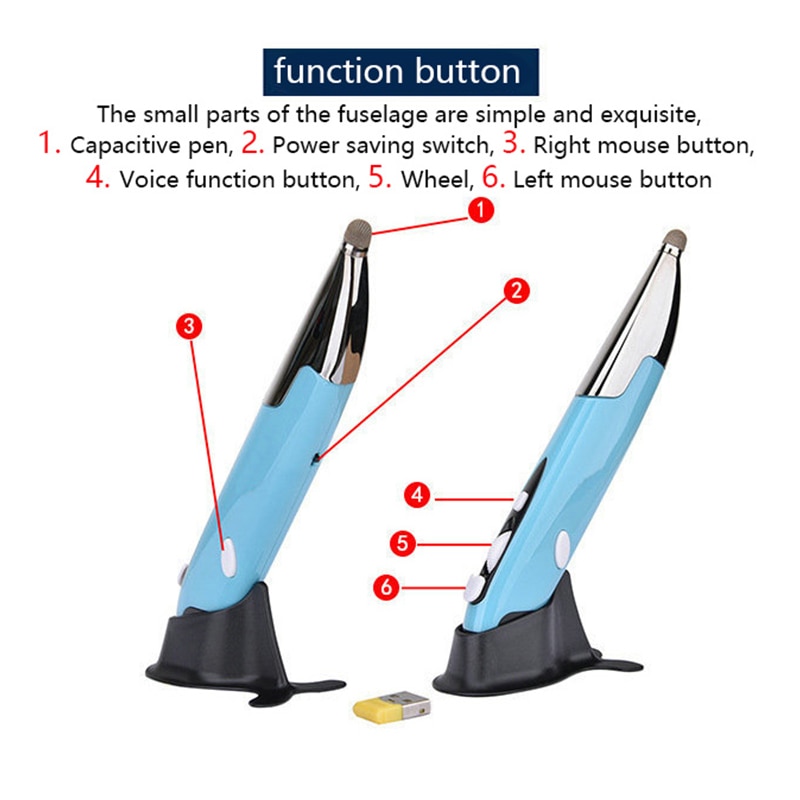 Uthai DB32 Usb Capacitieve Pen _ 2.4G Draadloze Muis Pen Persoonlijkheid Creatieve Verticale Pen Vorm Computer Stylus Batterij Muis