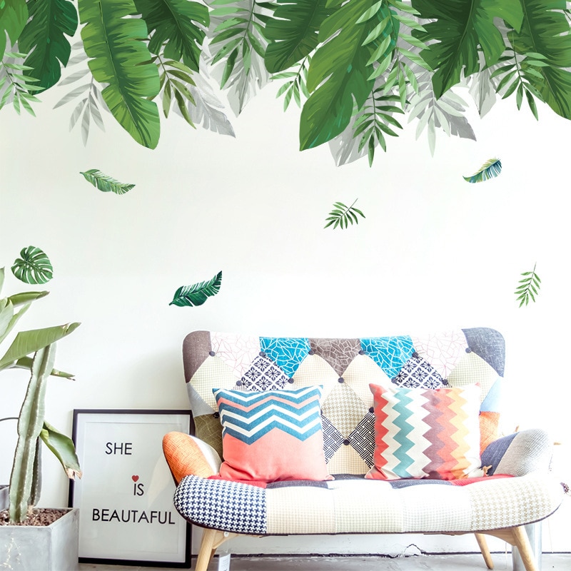 Tropical Plants Banana Leaf Wall Stickers for Living room Bedroom Background Wall Decor Vinyl Wall Decal Home Decor Wall Posters