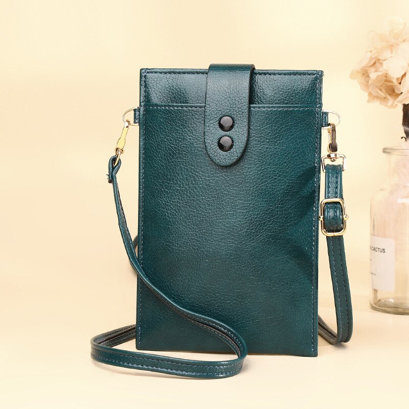 Dunne Schoudertas Voor Vrouwen Pu Lederen Kleine Telefoon Tas Dames Mini Crossbody Messenger Bag Vrouwelijke Card Purse: Green