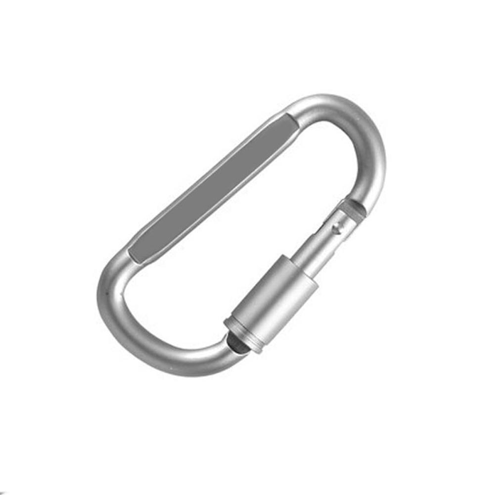 Aluminium veersleutel karabijnhaken clip draaguitrusting slot gesp sleutelhangers haak outdoor kampeeruitrusting ed: D-type zilver