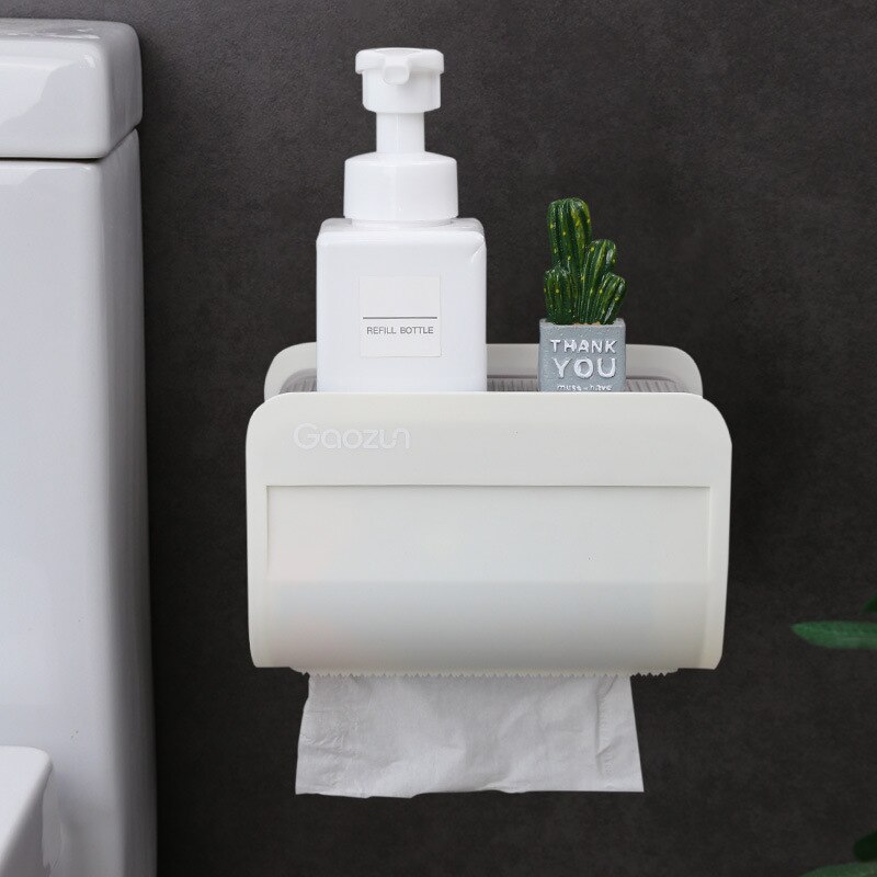 Vandtæt opbevaringsboks bærbar toiletpapirholder vægmonteret tissueboks til toilettilbehørssæt