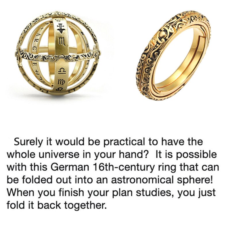Astronomical Sphere Ball Ring Cosmic Finger Gold Sliver Ring Couple Lover Astronomical Ring Jewelry Accessories Bijoux Femme