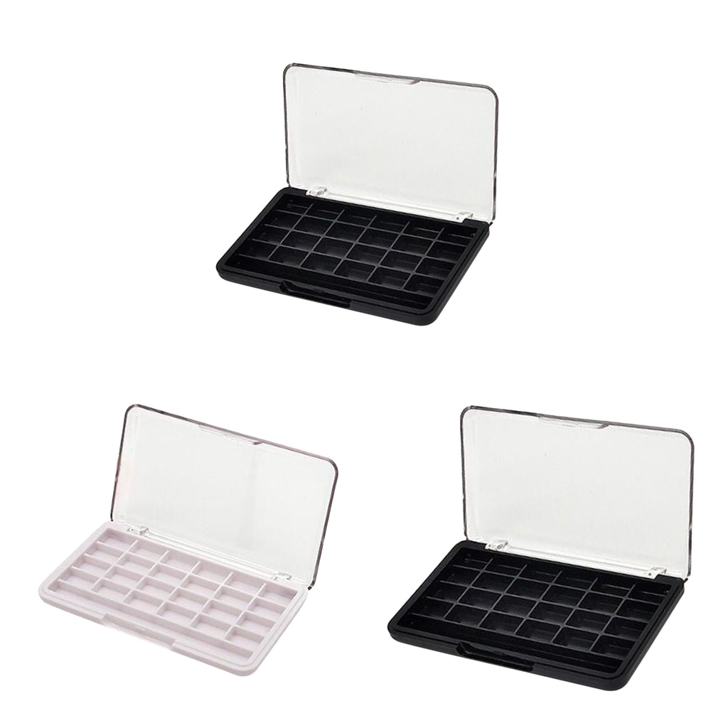 Caja de paleta vacía para maquillaje, lápiz labial, bálsamo labial, sombra de ojos, colorete, 24 rejillas, 3 uds.