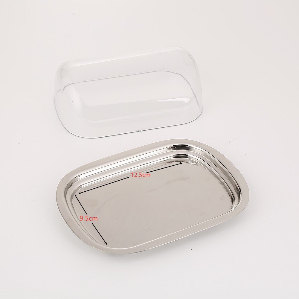 Realand Stainless Steel Butter Dish Box Container Cheese Server Storage Keeper Tray with Transparent Easy Lid