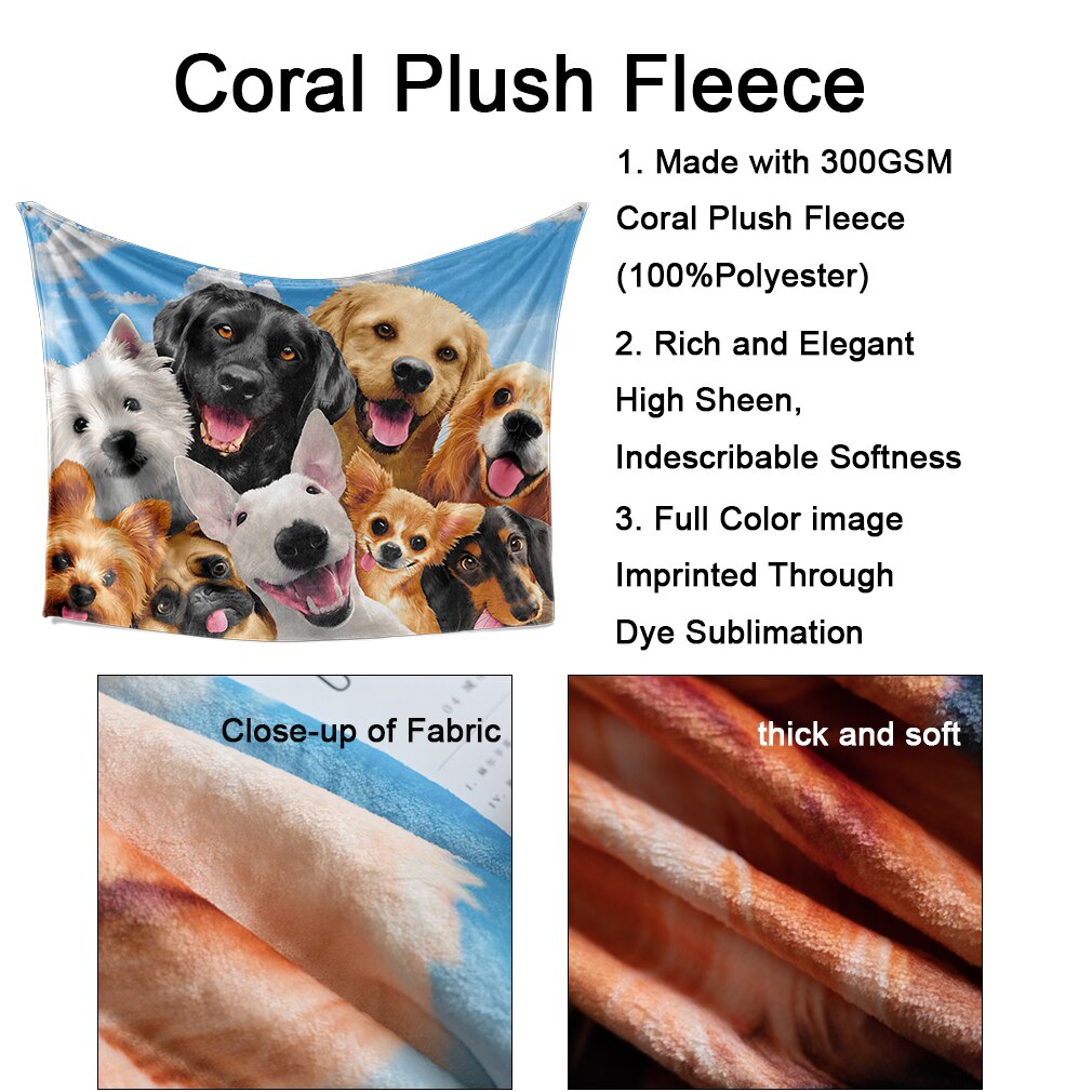 Dierlijke hond zachte flanellen dekens alpaca voor kinderen dikke warme plaid op de bedbank