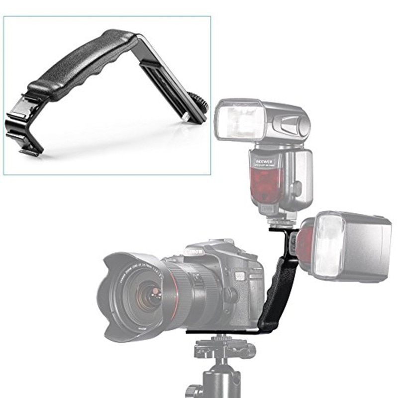 Mool Universele Microfoon Stand L Bracket Camera Grip Met 2 Shoe Mounts Voor Zhiyun Glad Q/3/dji Osmo/Reed Videomicro