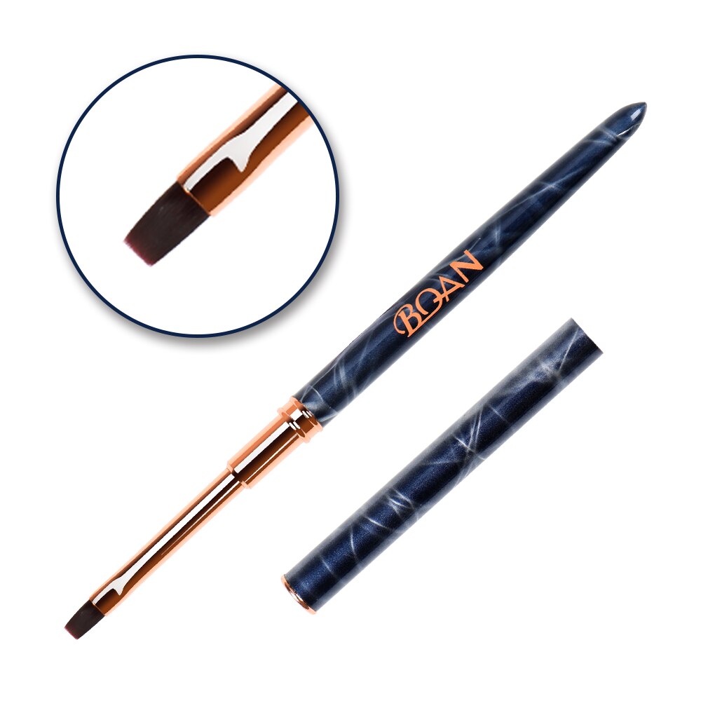 ANGNYA-pincel de mármol negro para uñas, cepillo de Gel UV para manicura, pluma de extensión de Gel acrílico, cepillo de dibujo y esmalte de uñas, 1 ud.: flat