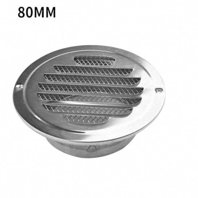 80mm/100mm/120mm Flat Round Air Vent Grill Stainless Steel Cover Louver Air Vent Silver Thicken Anti Mosquito Air Vent: 80mm