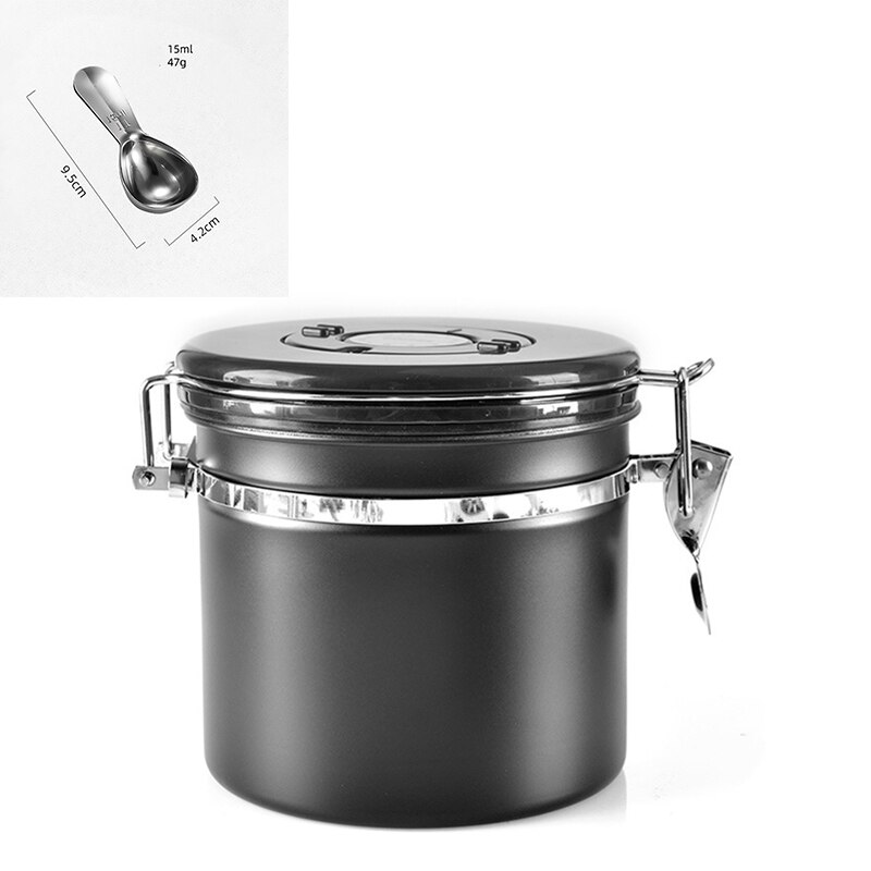 GUNOT Metall Kaffee Behälter Lagerung Kanister Kaffee Lagerung Flasche Edelstahl Kaffee Lagerung Krug murmeln Zucker Tee Container: Schwarz-S-15ml