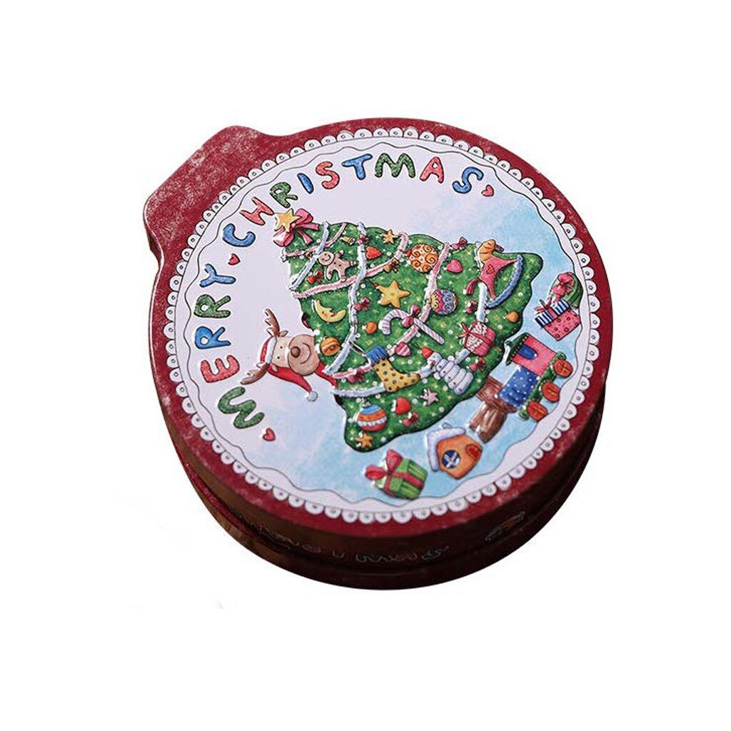 Christmas Tin Box Candy Cookie Storage Box Hanging Tree Xmas Party Decor Accessories Festival Navidad: G