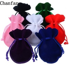 Chanfar 25pcs 7x9cm Velvet Bag White Red Black Pink Green Drawstring Pouch Calabash Shape Packing Bags For Wedding Pouches