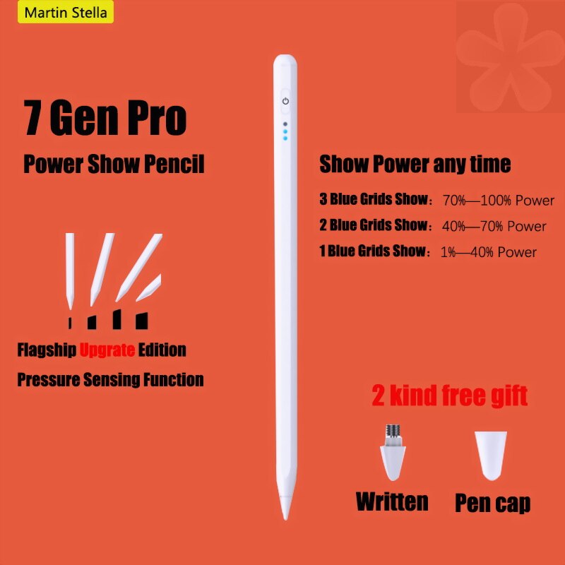 Power show for apple pencil 1 2 stylus pen for ipad pro 11 12.9 touch pen for tablet on air 3 mini 5 7 6 10.5 7.9: Power show hvit