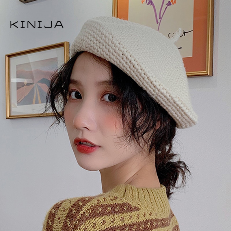 beret damski jesienno-zimowy kapelusz z filcu ozdoba robić włosów brytyjski retro wełniany malarz ośmiokątny kapelusz czapka z dzianiny