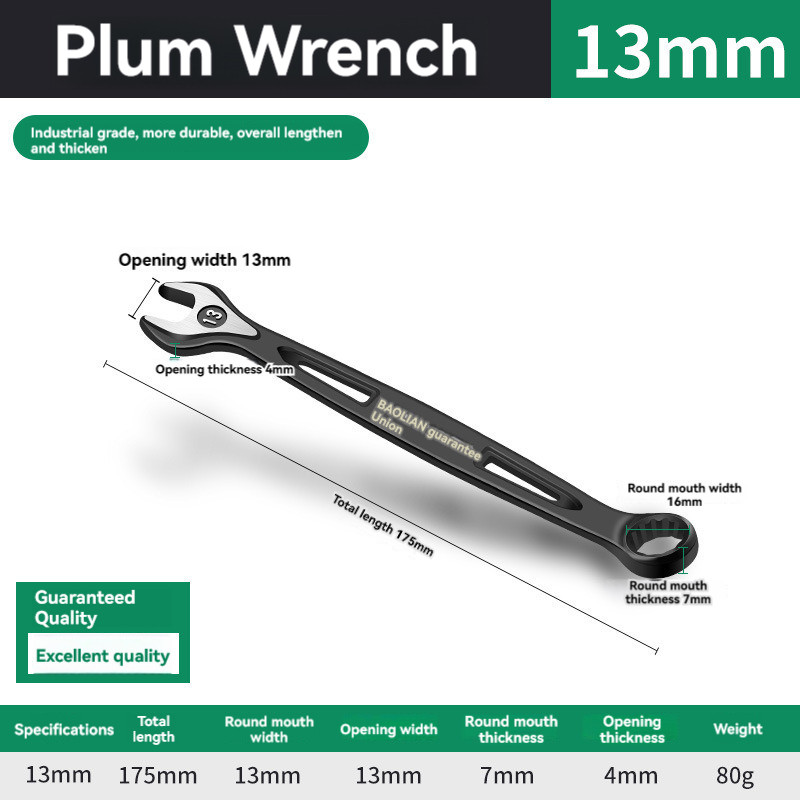 Durable Ratchet Wrench 8-32mm Plum Blossoms Open Combination Wrench Two-Way Double Fast Ratchet Wrench Auto Repair Tools: Blue