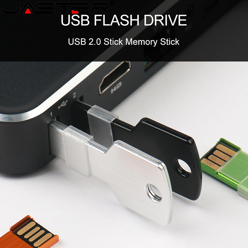 Chiavetta USB a forma di chiave in metallo ad alta capacità Chiavetta da 64 GB con penna nera Dispositivo di archiviazione con capacità reale Silver Stick Disco U ad alta velocità