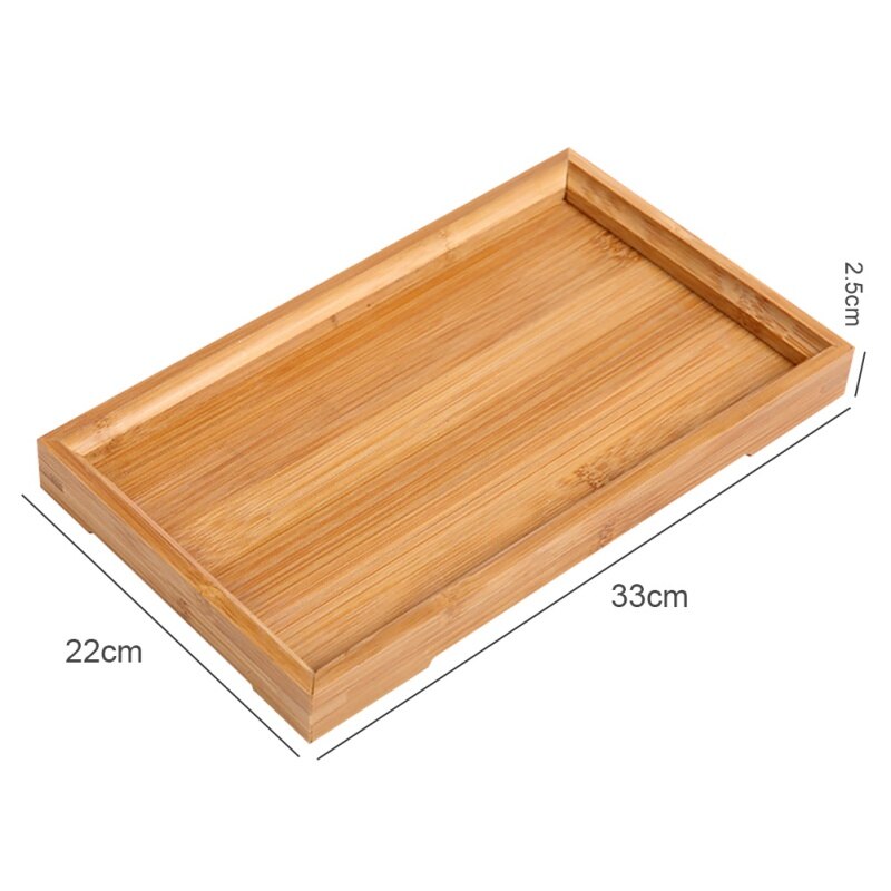 Japanese Bamboo Square Food Tray Solid Wood Tea Set Tray Home Breakfast Tray Cake Tray Flower Pot Bonsai Gardening Holder: 3
