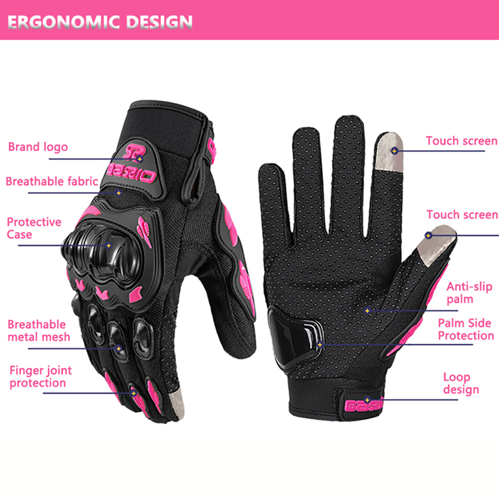 Sommerliche, pinkfarbene motorradhandschuhe für damen, atmungsaktiv, sturzsicher, mit touch-funktion, motocross-handschuhe