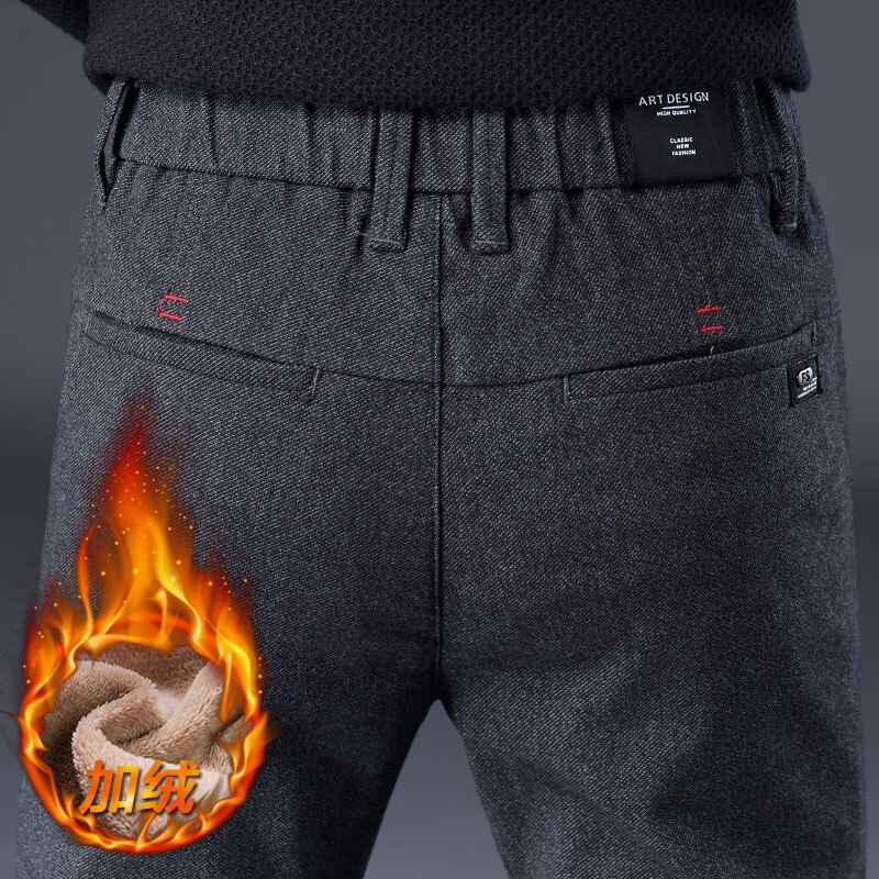 Märke herr byxor vinter kashmir byxor manliga ytterkläder smala byxor sammet tjocka byxor herr fleece tjocka byxor pantalons hommes