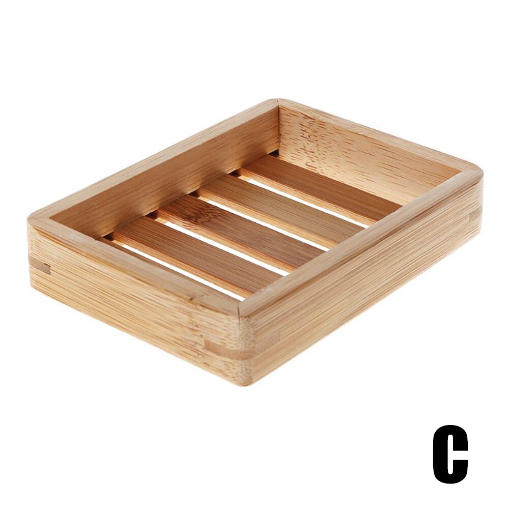 Portable Bamboo Soap Dish Bamboo Bathroom Shower Manual Drain Soap Tray Wooden Soap Tray Holder Plate jabonera ducha: C