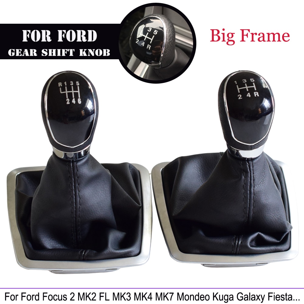 Gear Manual Shift Stick Lever Knob With Gaitor Boot Cover For Ford Focus 2 MK2 FL C-MAX 2006 MK3 MK4 MK7 Galaxy ABS Plastic