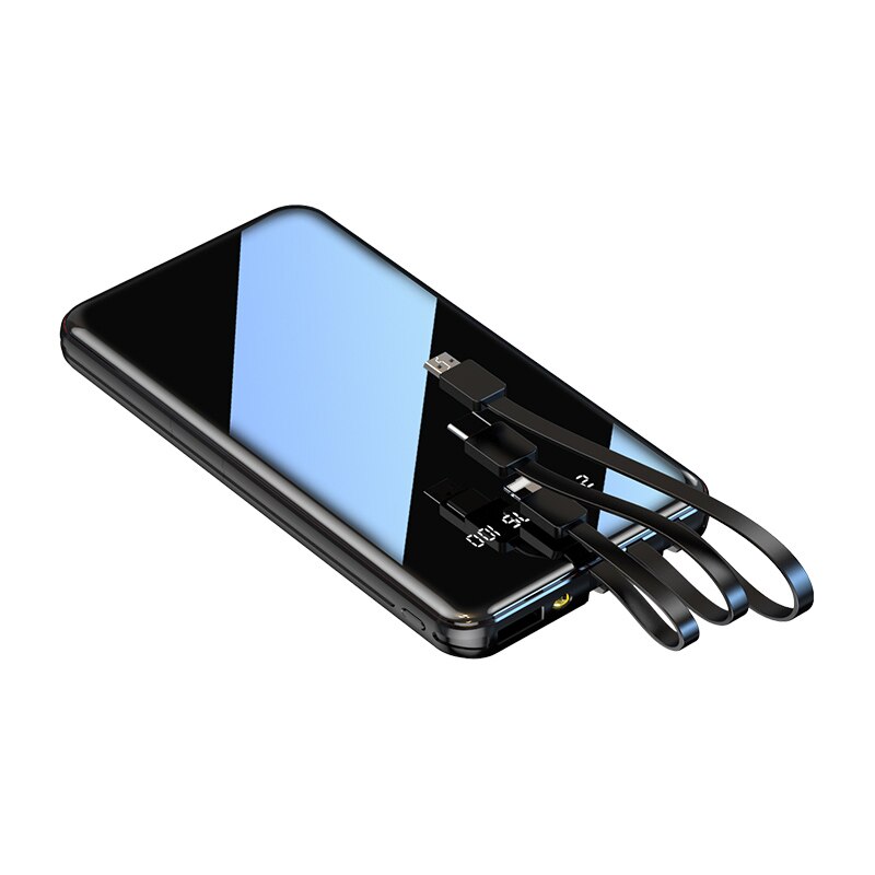 Batterie externe 30000mAh plein écran miroir borne chargeuse Portable banque de Pover chargeur de batterie externe chargeur de batterie rapide de charge pour les téléphones: Black