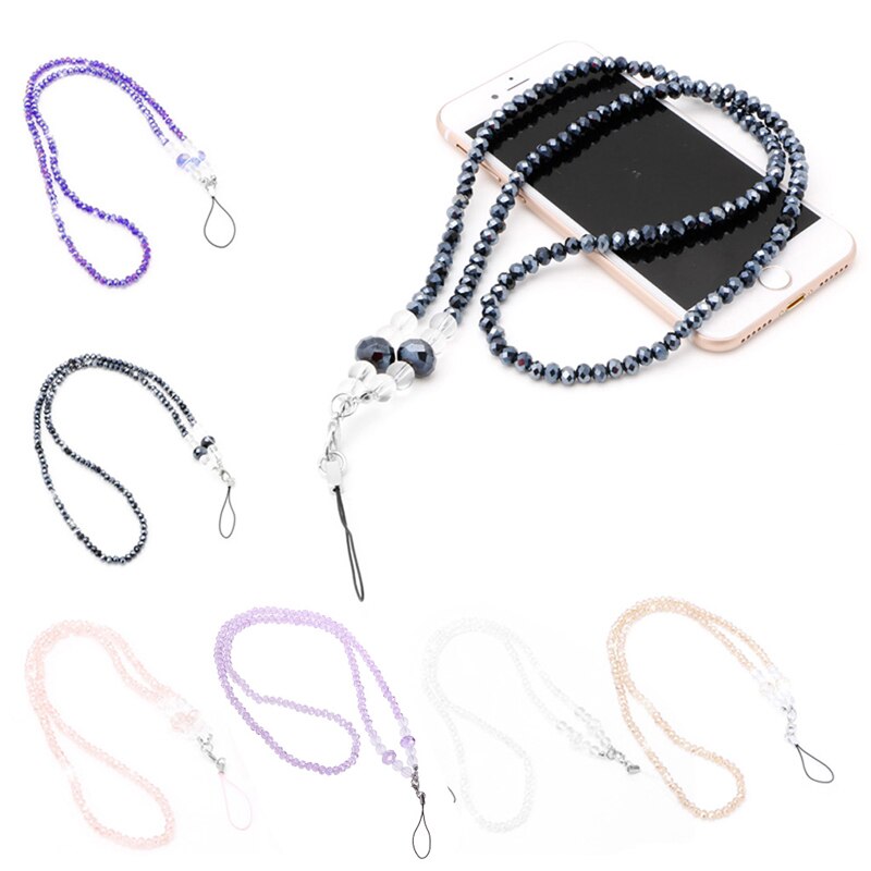 Pearls Long Neck Strap Lanyard KeyRing Keychain Holder Necklace For Mobile Phone