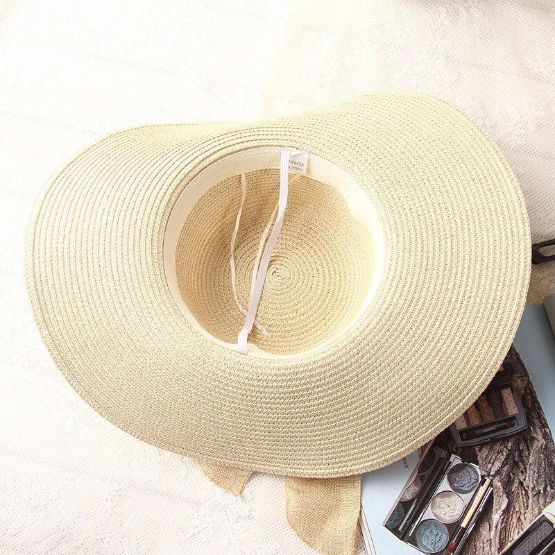 USPOP -chapeaux de soleil pour femmes, chapeau en paille, fait à la main, chapeau de plage à large bord, avec nœud papillon, ombre anti uv, été décontracté