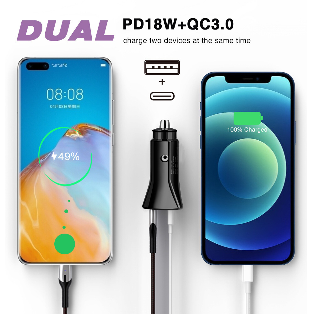 GYSO USB Car Charger Quick Charge 4.0 QC4.0 QC3.0 QC SCP PD Type C 18W Fast Car USB Charger For iPhone 13 SAMSUNG Mobile Phone