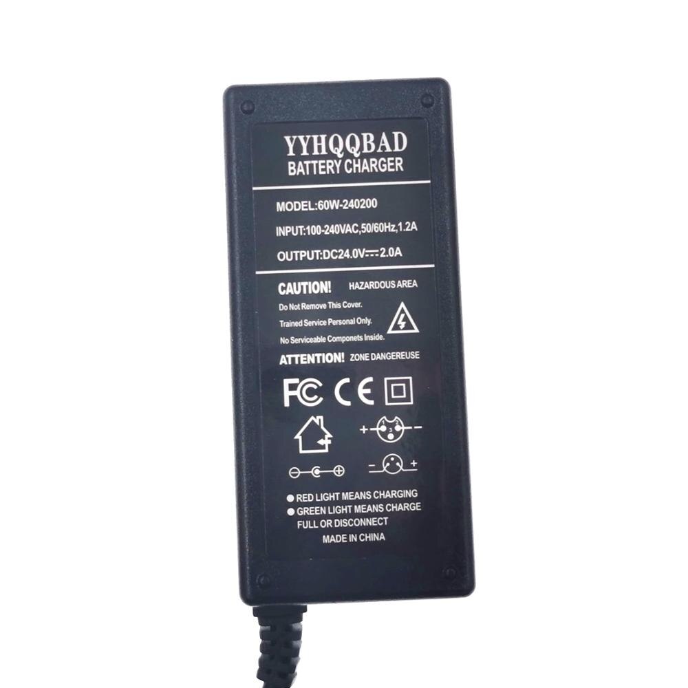 Cargador de batería de ácido y plomo para bicicleta eléctrica, cargador de ruedas de 24 V y 2A, para césped, 1 ud.