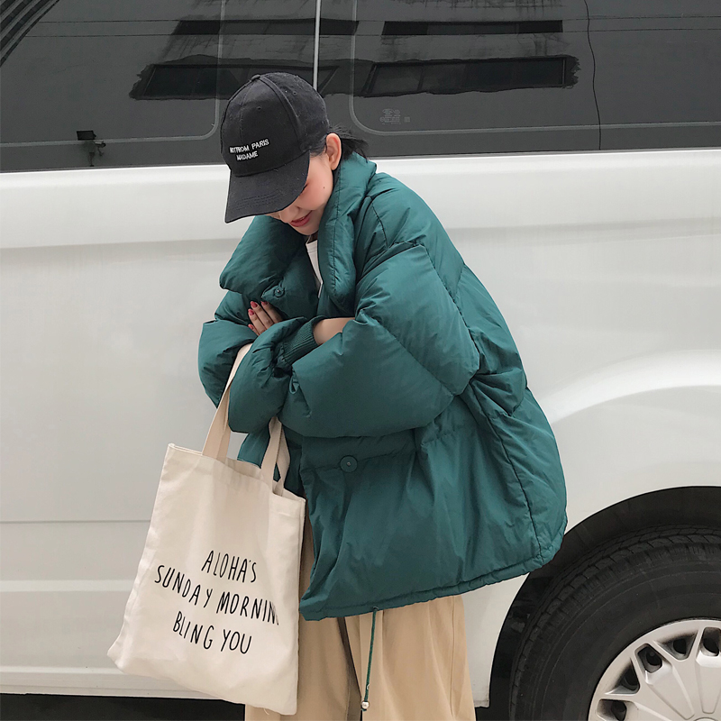 Kiinteä tasku puuvilla löysä lämmin pitkä parkatakki talvi pehmustettu takki naisten talvitakki korea naaras pehmeä feminino