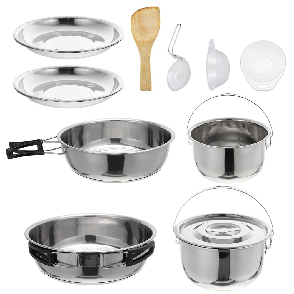 Camping Cookware Set - 6 Pieces Stainless Steel Outdoor Cooking Utensils for Hiking & Travel