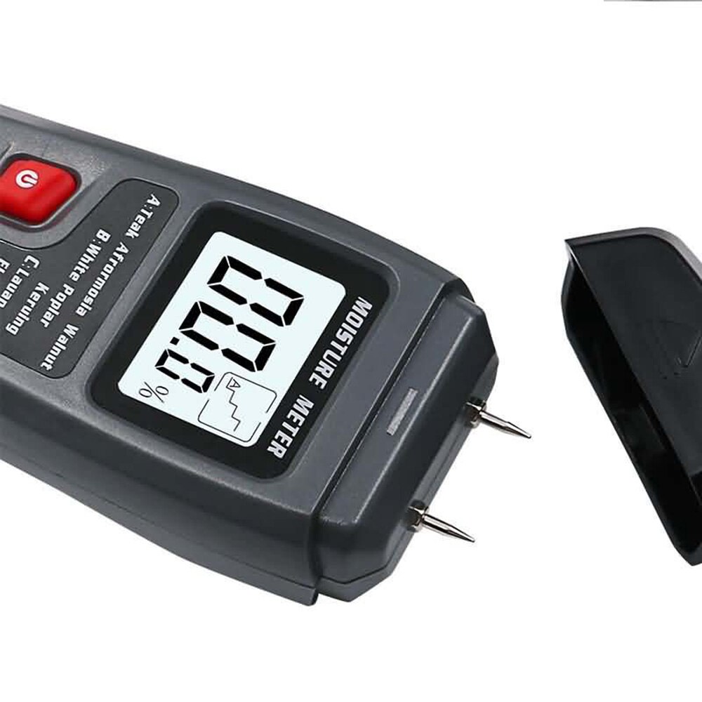 To pinner digital trefuktighetsmåler 0-99.9%  trefuktighetstester tømmerfuktdetektor med stort lcd-display uten batteri
