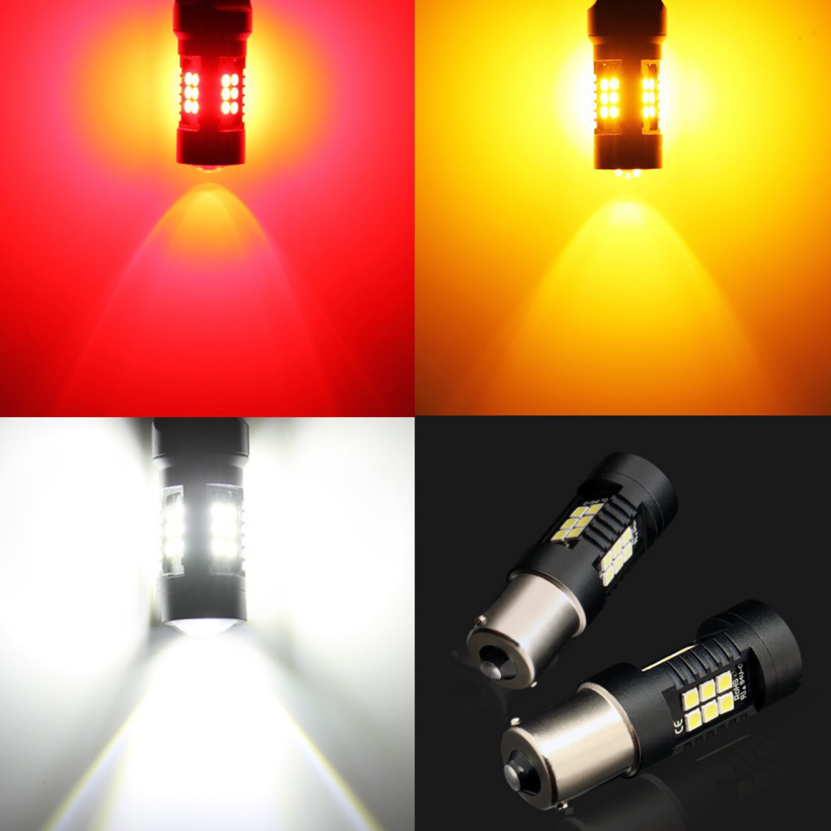 ASLENT 2x lámpara de señal P21w Led Ba15s 1156 Py21w Bau15s bombilla 3030SMD blanco 1157 Led Bay15d P21/5w luz de respaldo de freno de giro 12V