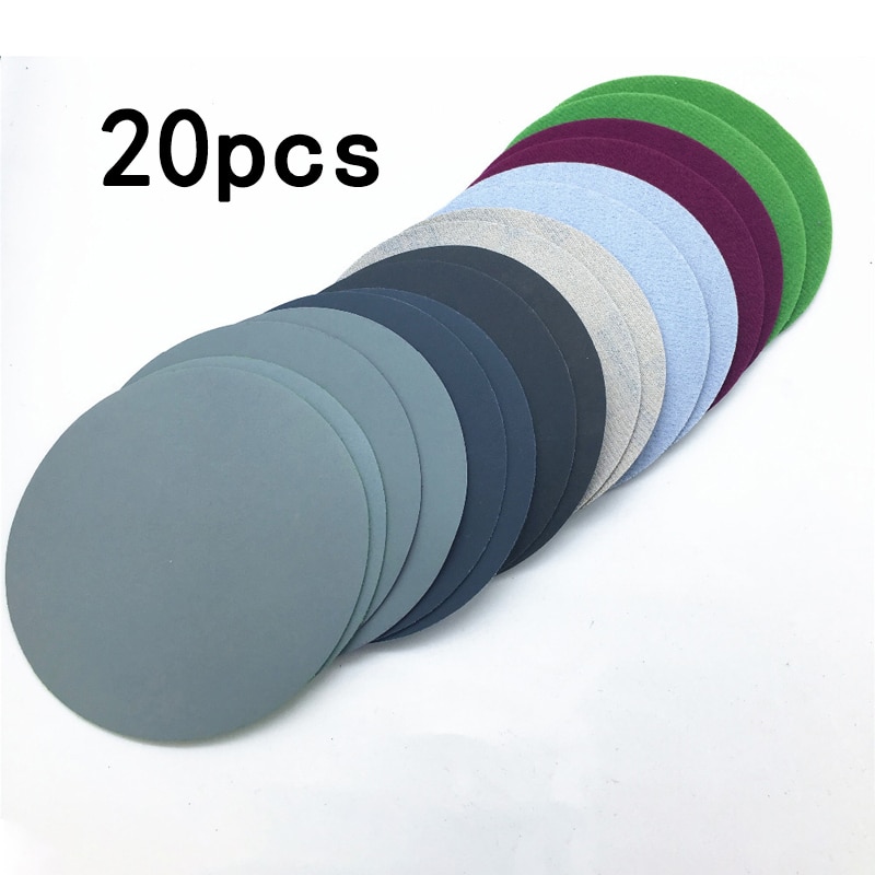 20pcs 75 mm 800/1500/2000/3000 Grits Round Sandpaper Discs Wet Dry Sanding Discs Hook Loop Sand Sheets Sander Pads Tools