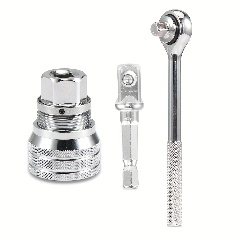 Regulowany uniwersalny klucz nasadowy 10mm-19mm uniwersalne narzędzia nasadowe robić klucza dynamometrycznego z grzechotką napędową 3/8" i wiertarki elektrycznej: SZARY