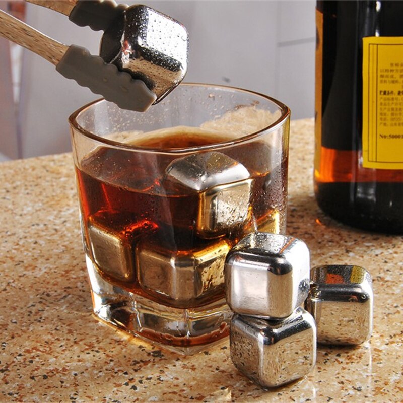 Återanvändbara isbitar i rostfritt stål kylning av whiskystenar för whiskyvin håll din dryck kall längre isstenöar