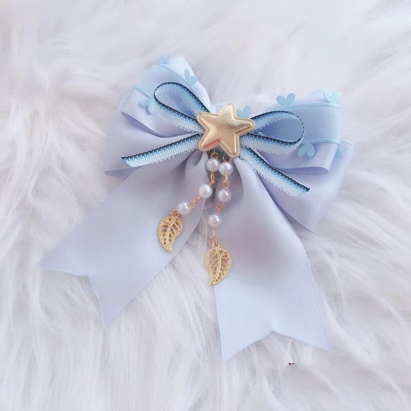 Lolita japonais bleu rêve couleur femmes à la main KC bandeau arc épingle à cheveux cheveux fermoir Cosplay cheveux accessoires pince latérale: Gris