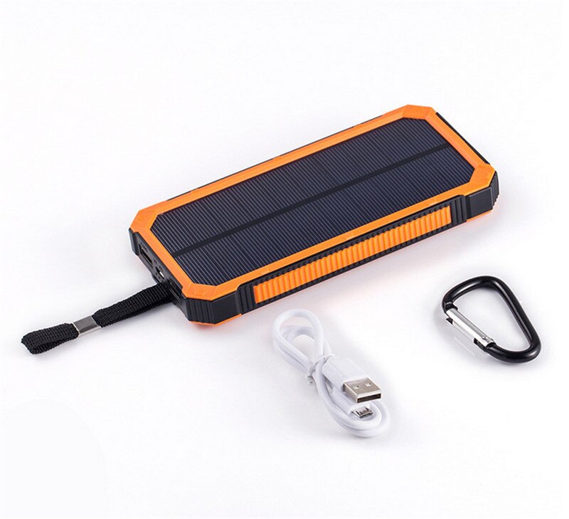 Solar powerbank echt 20000 mah dubbele usb externe waterdichte polymeer batterijlader buitenlamp powerbank ferisi: Lii -d001