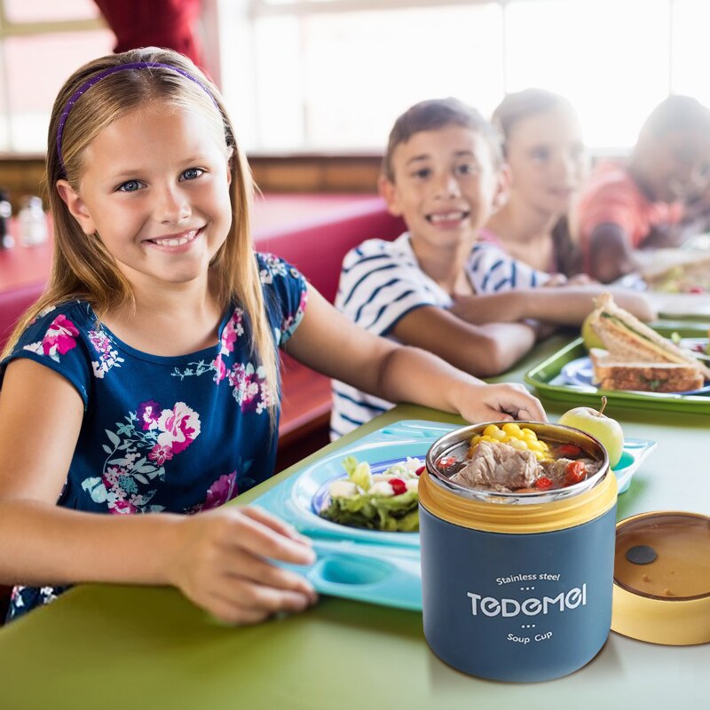 500ML Mini Thermos Soup Cup Lunch Box Stainless Steel Food Thermos Mug Container Microwave Oven Soup Cup Bento Box For Kids