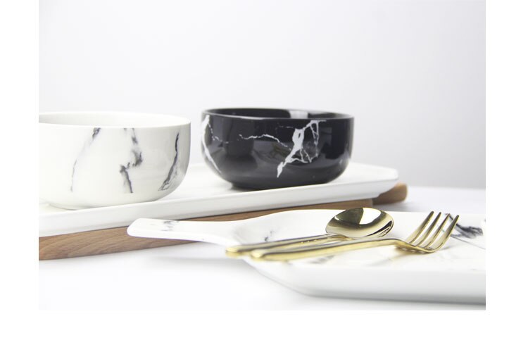 Marmer Patroon Keramische Servies Porselein Plaat Schotel Schotel Kom Cutter Board Servies Set