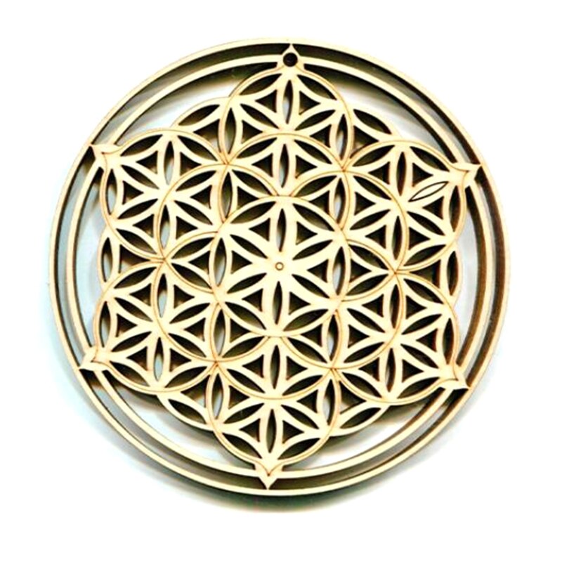 Sacred Geometry Wall Sculpture Tree of Life Symbol Meditation Chakra Wood Board: L