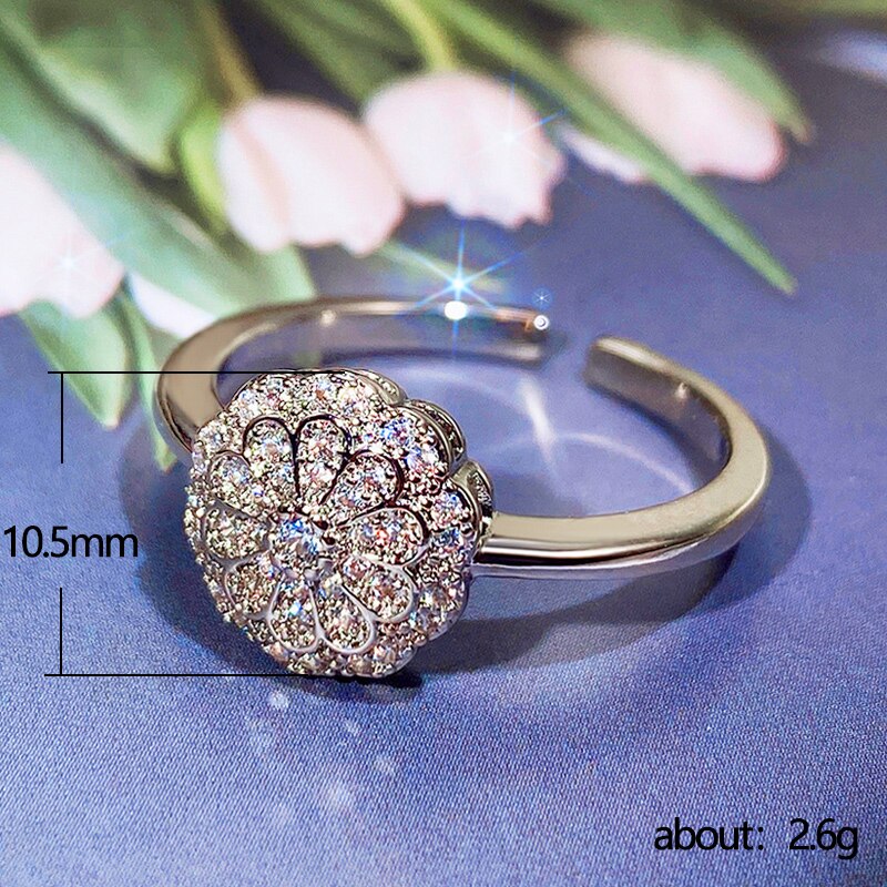 Huitan Esthetische Bloem Ringen Voor Vrouwen Grote/Kleine Maten Band Delicate Meisjes Vinger-Ring Engagement Wedding Party Mode sieraden