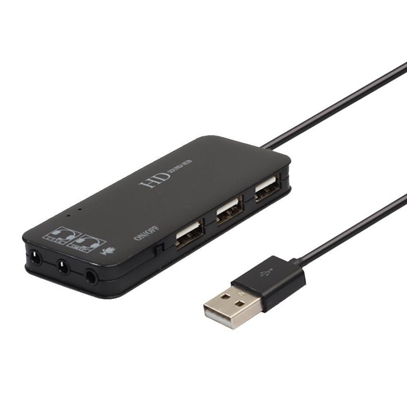 Adaptador de micrófono de auriculares con tarjeta de sonido, Hub externo Usb 2,0 de 3 puertos, 7,1 canales, para Pc