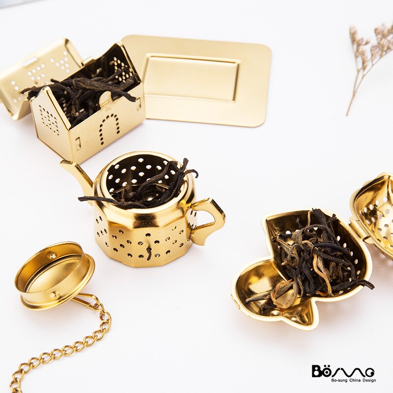 Kitchen Tube-shaped Tofu Gold-plated Leaky Tea Separator Environmental Protection Tea Utensils Ceremony Strainer Home Decoration