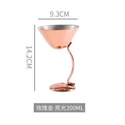 Copas de cristal de lujo para cóctel, copa de Martini, taza de oro rosa y plata de acero inoxidable, vajilla para , 400ML: Rose Martini Cup