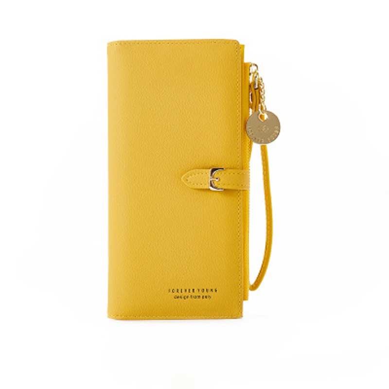 Dames Portemonnee Effen Kleur Dames Clutch Bag Grote Capaciteit Dames Pols Zak: YELLOW