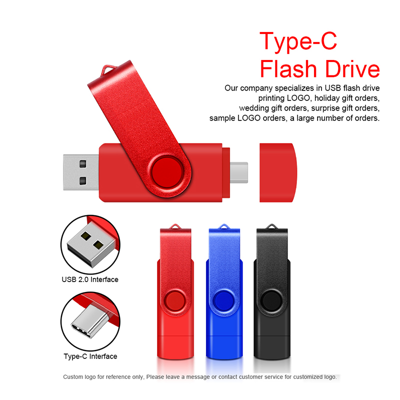Metal otg 2 em 1 tipo c pen drive 128gb usb memória vara 4gb 8gb 32gb 64gb 128gb cle usb cle usb flash drive memoria usb