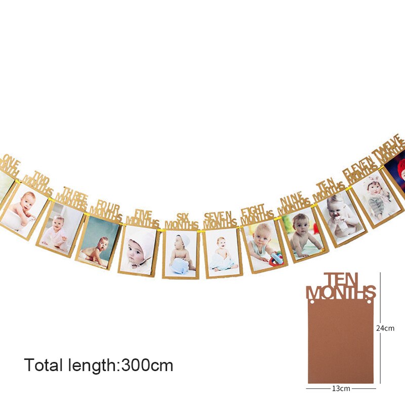 Happy Birthday Photo Frame Banner for Family First Party Decoration Kids Baby Boy Girl My 1st One Year Supplies 12 Month