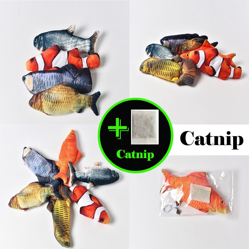 Juguete electrónico interactivo con forma de pez para gatos, juguete de simulación con carga USB, suministros para mascotas